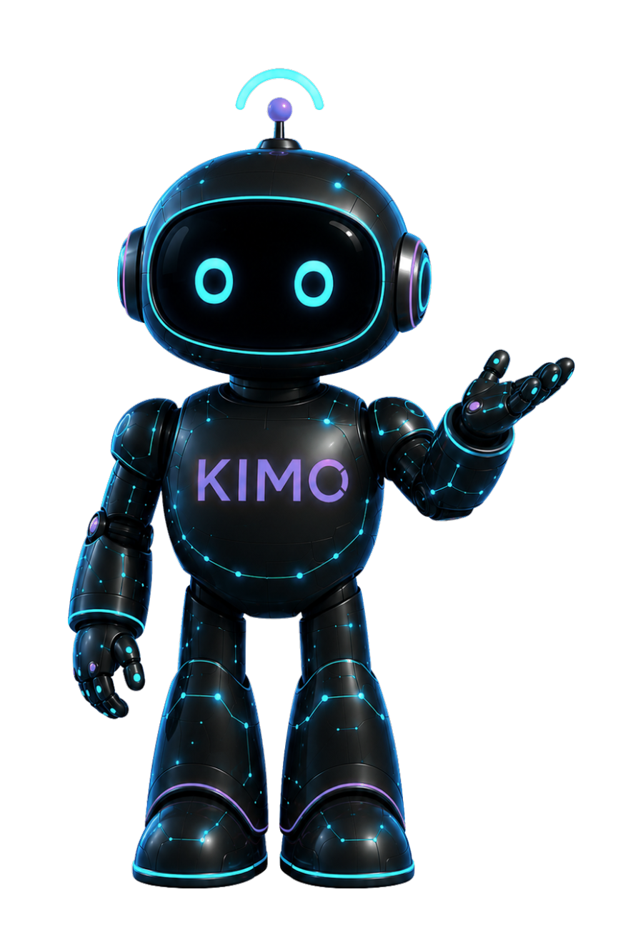 Kimo erklärt mit einer offenen Handgeste